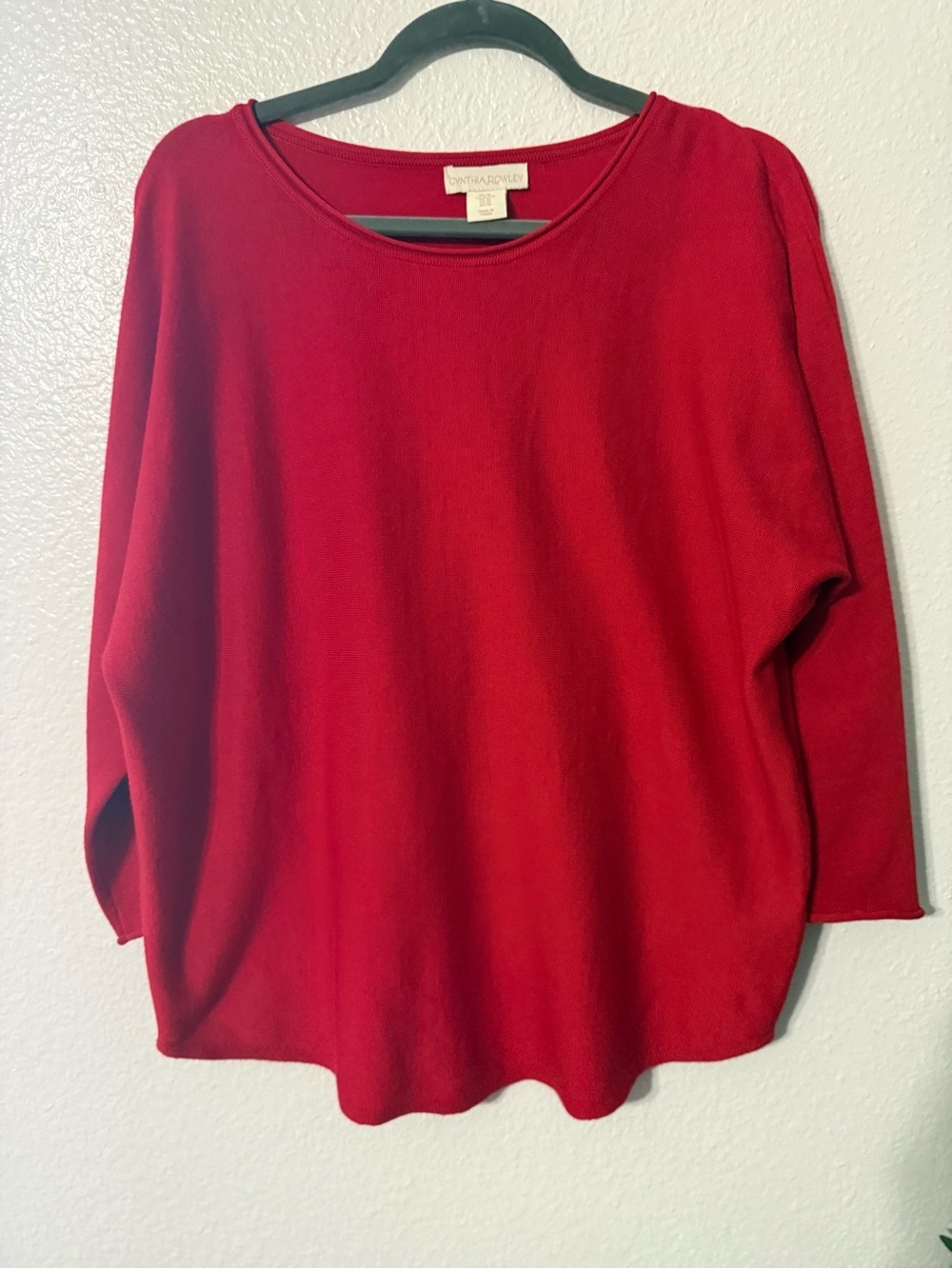 Cynthia Rowley Red Dolman Sleeve Knit Top XL